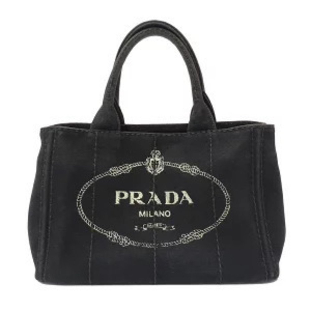 Prada Bag Handbag Canapa Canvas Black